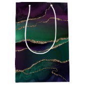 上魅力的手 |ダーク宝石トーンストーンの金ゴールド脈 ミディアムペーパーバッグ (正面)