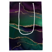 上魅力的手 |ダーク宝石トーンストーンの金ゴールド脈 ミディアムペーパーバッグ (裏面)