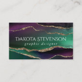 上魅力的手 |ダーク宝石トーンストーンの金ゴールド脈 名刺 (正面)