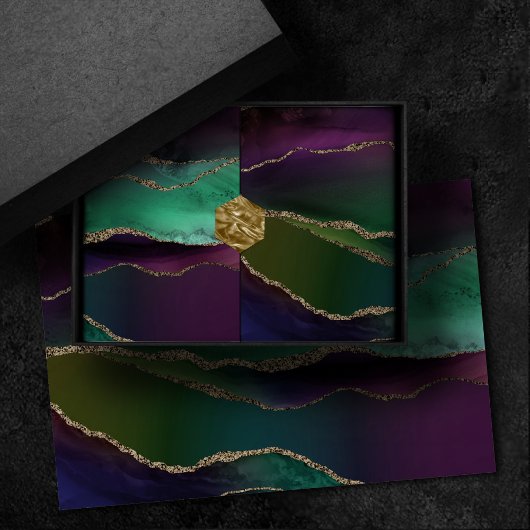 上魅力的手 |ダーク宝石トーンストーンの金ゴールド脈 薄葉紙