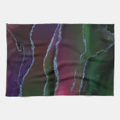 上鮮やか手 |リッチピンクと緑の宝石トーン キッチンタオル (横)