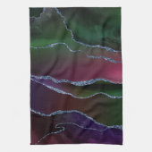 上鮮やか手 |リッチピンクと緑の宝石トーン キッチンタオル (縦)