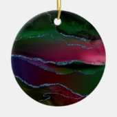 上鮮やか手 |リッチピンクと緑の宝石トーン セラミックオーナメント (正面)