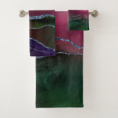 上鮮やか手 |リッチピンクと緑の宝石トーン バスタオルセット (インサイチュ)