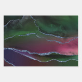 上鮮やか手 |リッチピンクと緑の宝石トーン ラッピングペーパーシート (正面2)