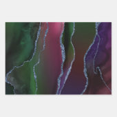 上鮮やか手 |リッチピンクと緑の宝石トーン ラッピングペーパーシート (正面)