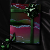 上鮮やか手 |リッチピンクと緑の宝石トーン ラッピングペーパー