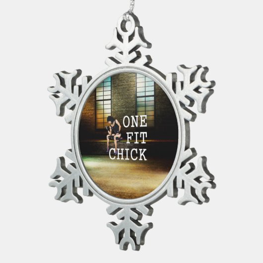 上1の適当なひよこ スノーフレークピューターオーナメント (右)