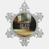 上1の適当なひよこ スノーフレークピューターオーナメント (正面)