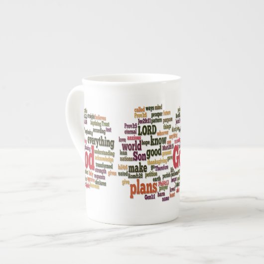 上10の聖書の詩のための単語の雲 ボーンチャイナマグカップ (正面左)