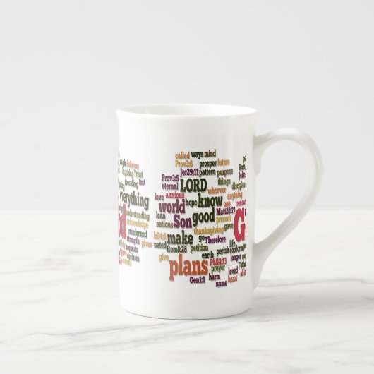 上10の聖書の詩のための単語の雲 ボーンチャイナマグカップ (右)