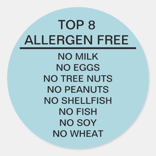 上8のアレルゲンは放します ラウンドシール (正面)