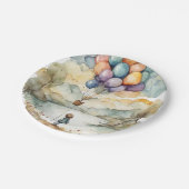 上、上、およびバルーン遠くに誕生日 ペーパープレート (アングル)