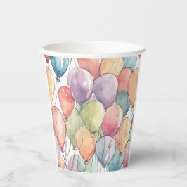 上、上、およびバルーン遠くに誕生日 紙コップ