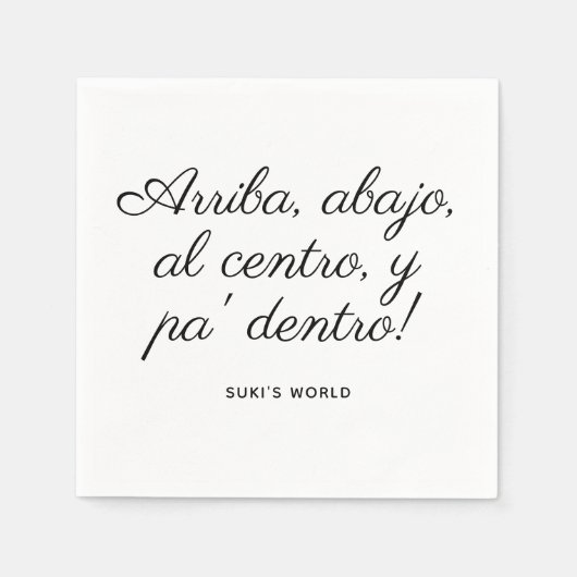 「上、下、中央、そして奥へ！」オリジナル スタンダードカクテルナプキン (正面)
