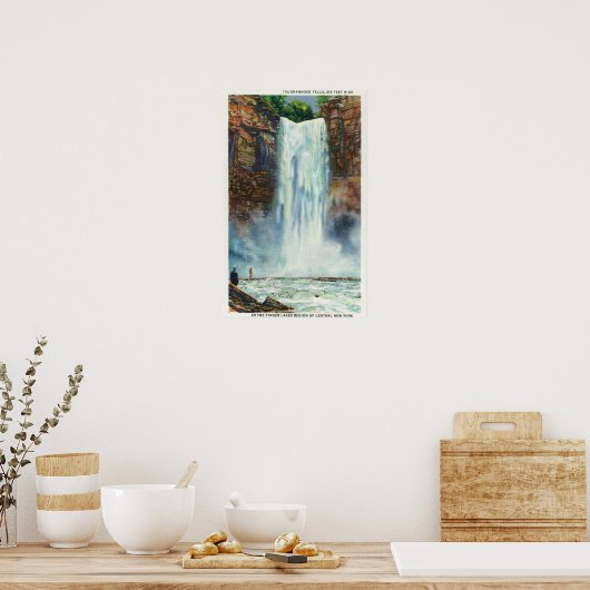 下からのタウハノック滝の表示 ポスター (キッチン)