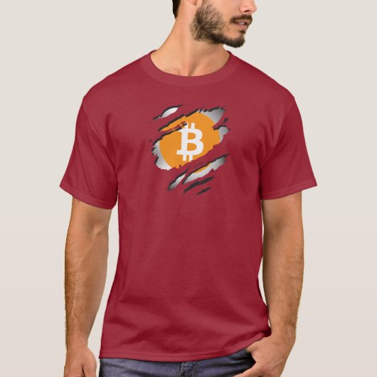 下にロゴが表示されたBitcoin破れた画像 – Tシャツ (正面)