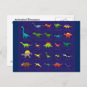 下に名前が付いたアニメーション恐竜 ポストカード (正面/裏面)