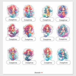 下に子どもの名前が書いてあるかわいい人魚 シール