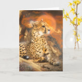 下に立っているチーター カード (黄色い花)