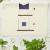 下に絵画帆を持つ四つのフラ書グのの キッチンタオル (折り畳み)