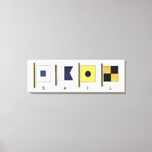 下に絵画帆を持つ四つのフラ書グのの キャンバスプリント (正面)