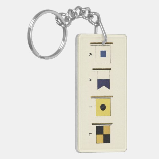 下に絵画帆を持つ四つのフラ書グのの キーホルダー (正面左)