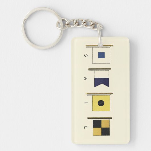 下に絵画帆を持つ四つのフラ書グのの キーホルダー (正面)