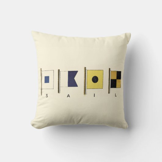 下に絵画帆を持つ四つのフラ書グのの クッション (正面)