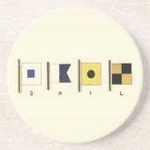 下に絵画帆を持つ四つのフラ書グのの コースター (正面)