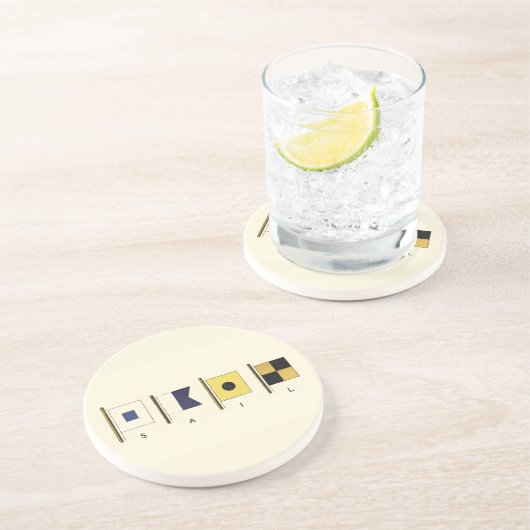 下に絵画帆を持つ四つのフラ書グのの コースター (側面)