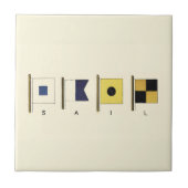 下に絵画帆を持つ四つのフラ書グのの タイル (正面)