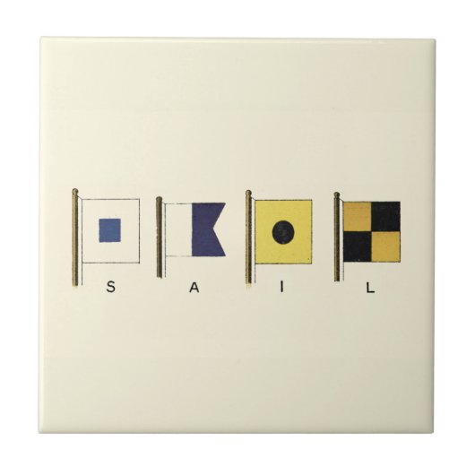 下に絵画帆を持つ四つのフラ書グのの タイル (正面)