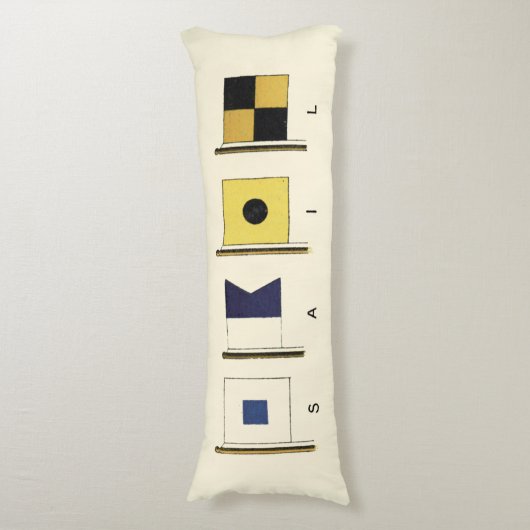 下に絵画帆を持つ四つのフラ書グのの ボディピロー (正面縦)