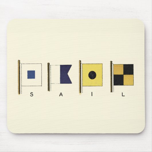 下に絵画帆を持つ四つのフラ書グのの マウスパッド (正面)