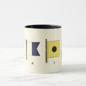 下に絵画帆を持つ四つのフラ書グのの マグカップ (中央)