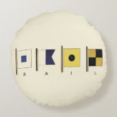 下に絵画帆を持つ四つのフラ書グのの ラウンドクッション (裏面)