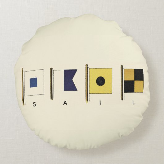 下に絵画帆を持つ四つのフラ書グのの ラウンドクッション (裏面)