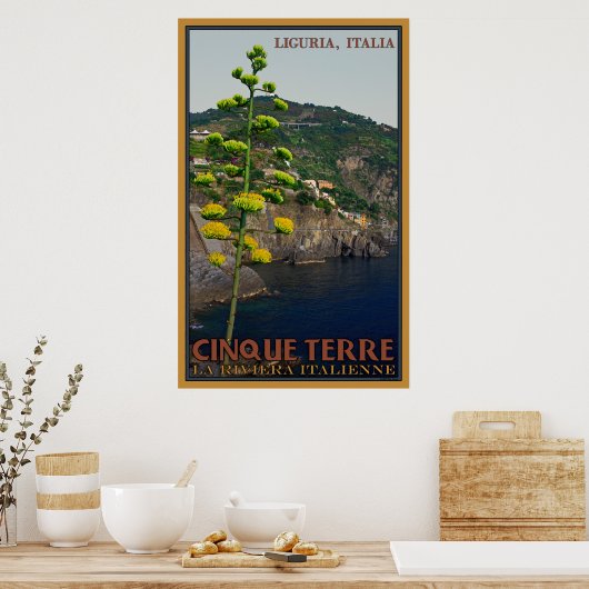 下のシニケのテレのトレイル上のセンチュリー植物 ポスター (キッチン)