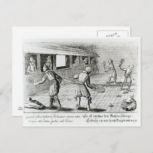 下のスポーツ実在バラドでのテニスの試合 ポストカード (正面/裏面)