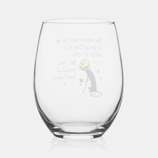 下のワインでは答えおもしろいない引用文 ステムなしワイングラス (裏面)