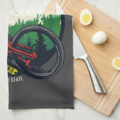 下りパーソナライズされたヒルレーシングマウンテンバイクトレイル キッチンタオル (四つ折り)