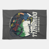 下りパーソナライズされたヒルレーシングマウンテンバイクトレイル キッチンタオル (横)