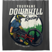 下りパーソナライズされたヒルレーシングマウンテンバイクトレイル シャワーカーテン (正面)