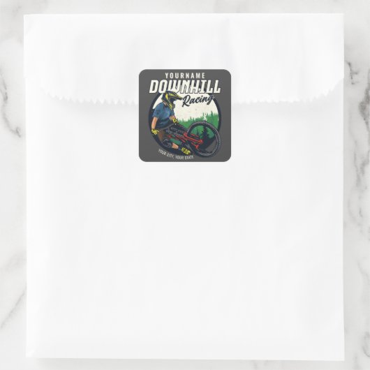 下りパーソナライズされたヒルレーシングマウンテンバイクトレイル スクエアシール (バッグ)