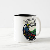 下りパーソナライズされたヒルレーシングマウンテンバイクトレイル ツートーンマグカップ (正面右)