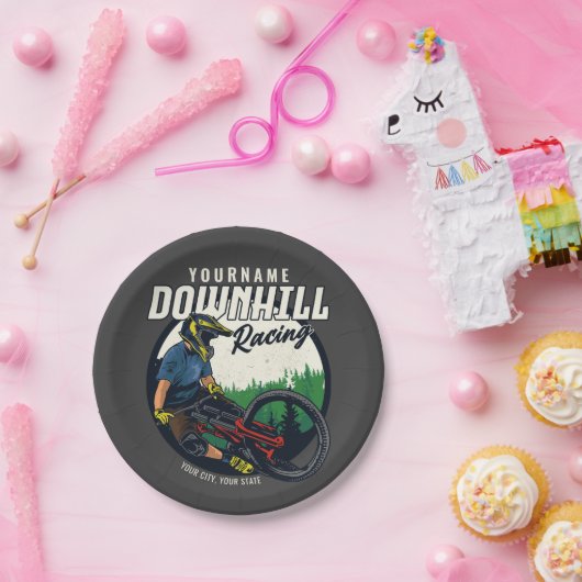 下りパーソナライズされたヒルレーシングマウンテンバイクトレイル ペーパープレート (パーティー)