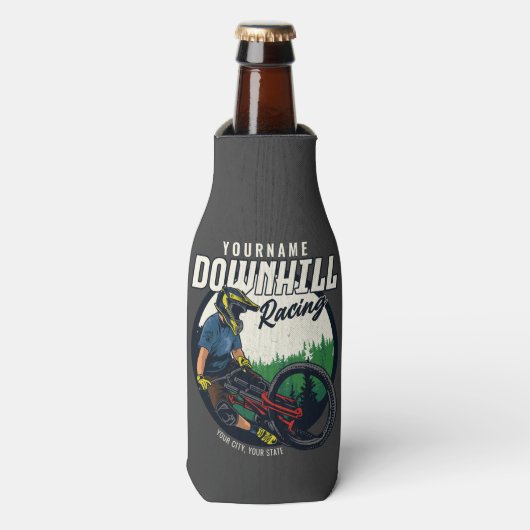 下りパーソナライズされたヒルレーシングマウンテンバイクトレイル ボトルクーラー (ボトル正面)
