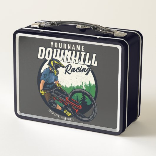 下りパーソナライズされたヒルレーシングマウンテンバイクトレイル メタルランチボックス (裏面)