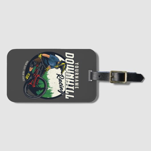 下りパーソナライズされたヒルレーシングマウンテンバイクトレイル ラゲッジタグ (正面横)